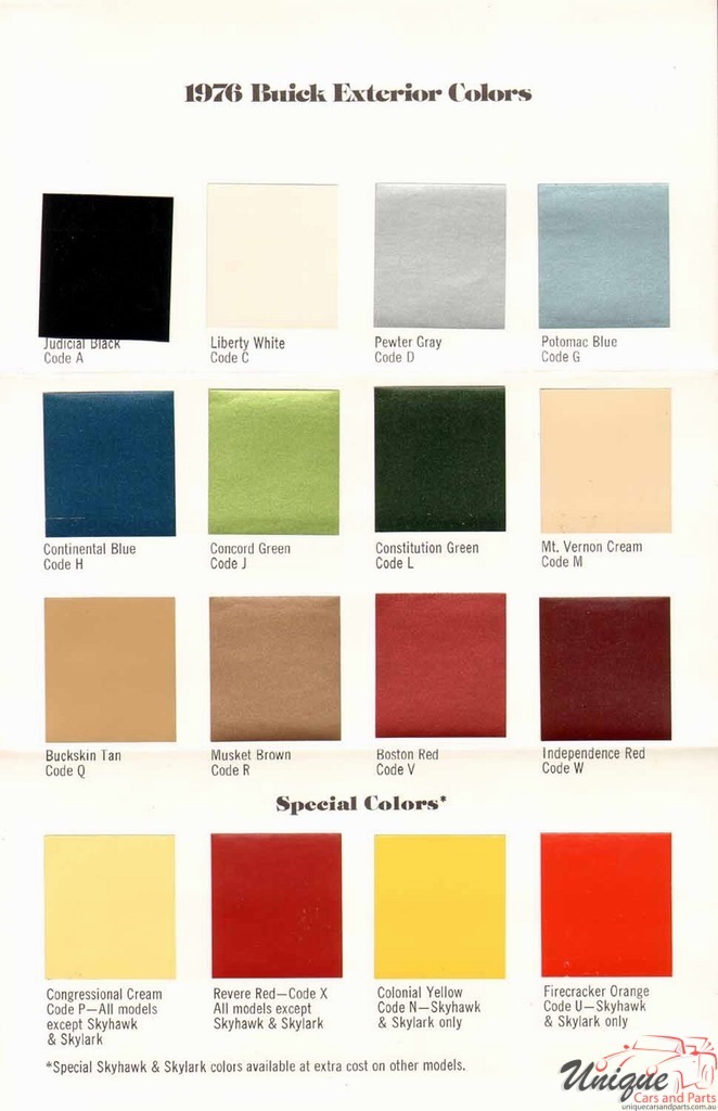 1976 Buick Exterior Paint Chart Page 2